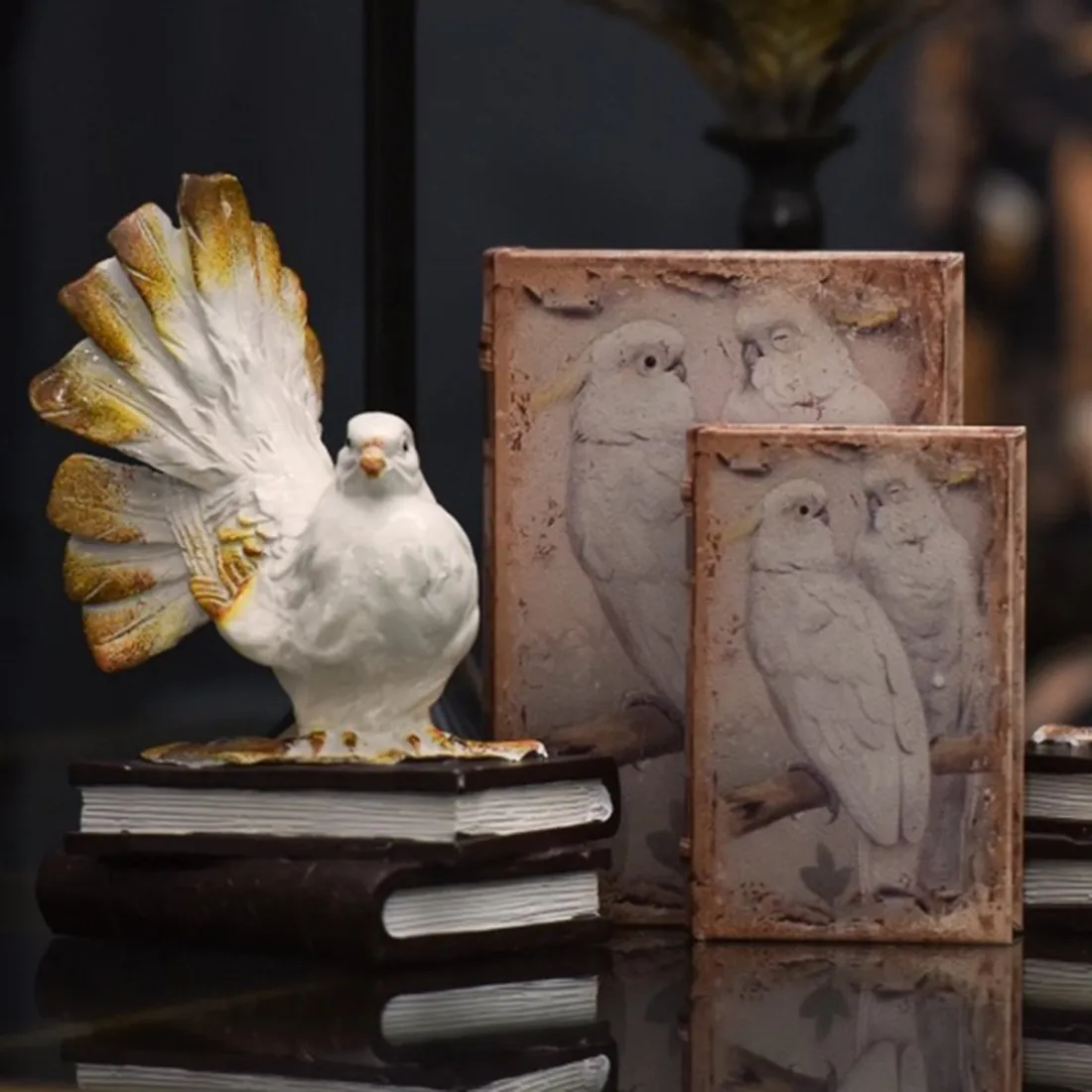 Vintage Opbergboek Witte Papegaaien