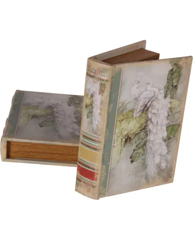 Vintage Book Box Peacocks