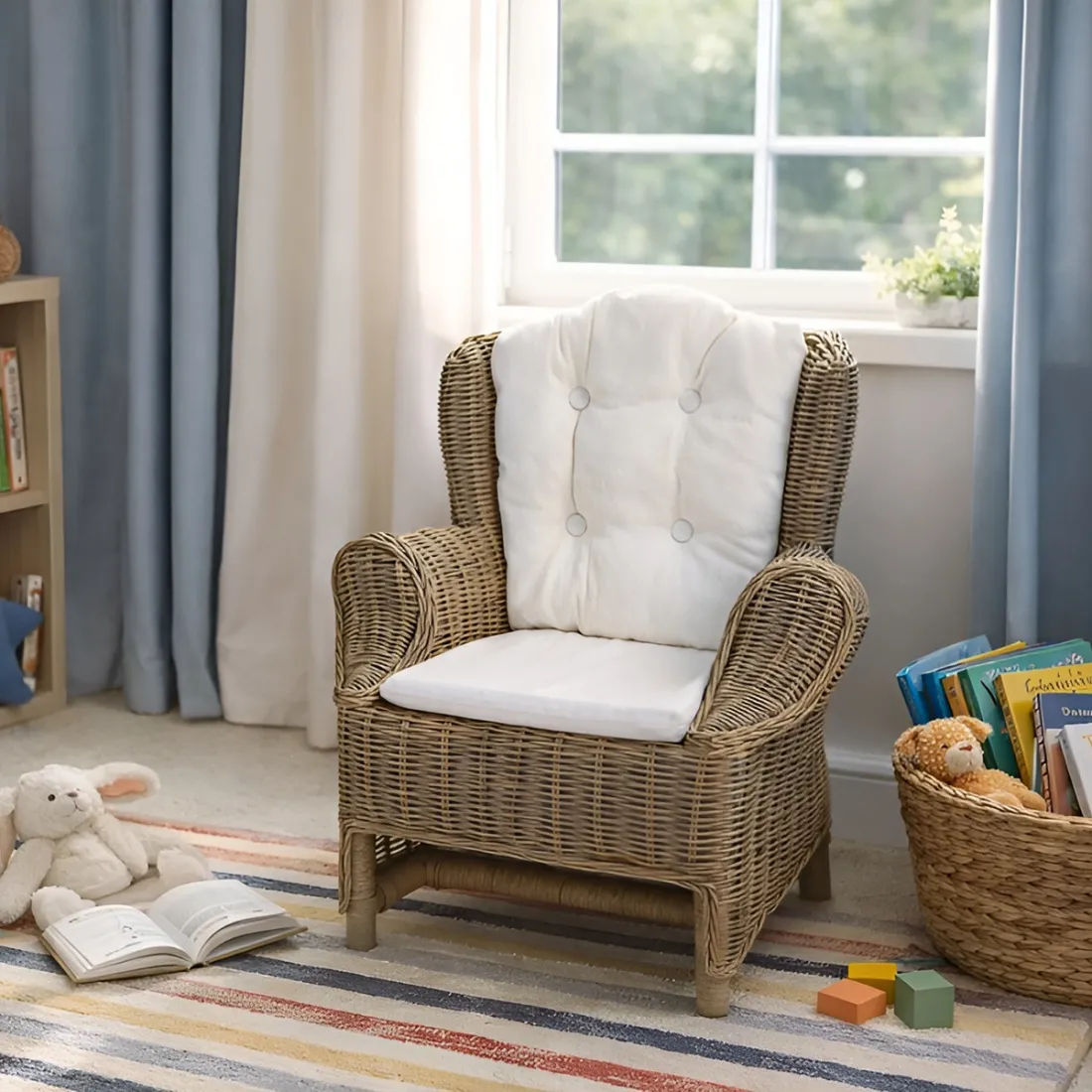 Rotan Kinderstoel met Kussen - perfect voor elke kinderkamer
