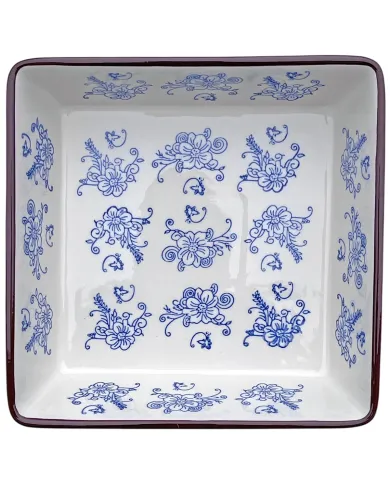 Ovenschaal Vierkant Floral Lace Blue - genot om mee te koken