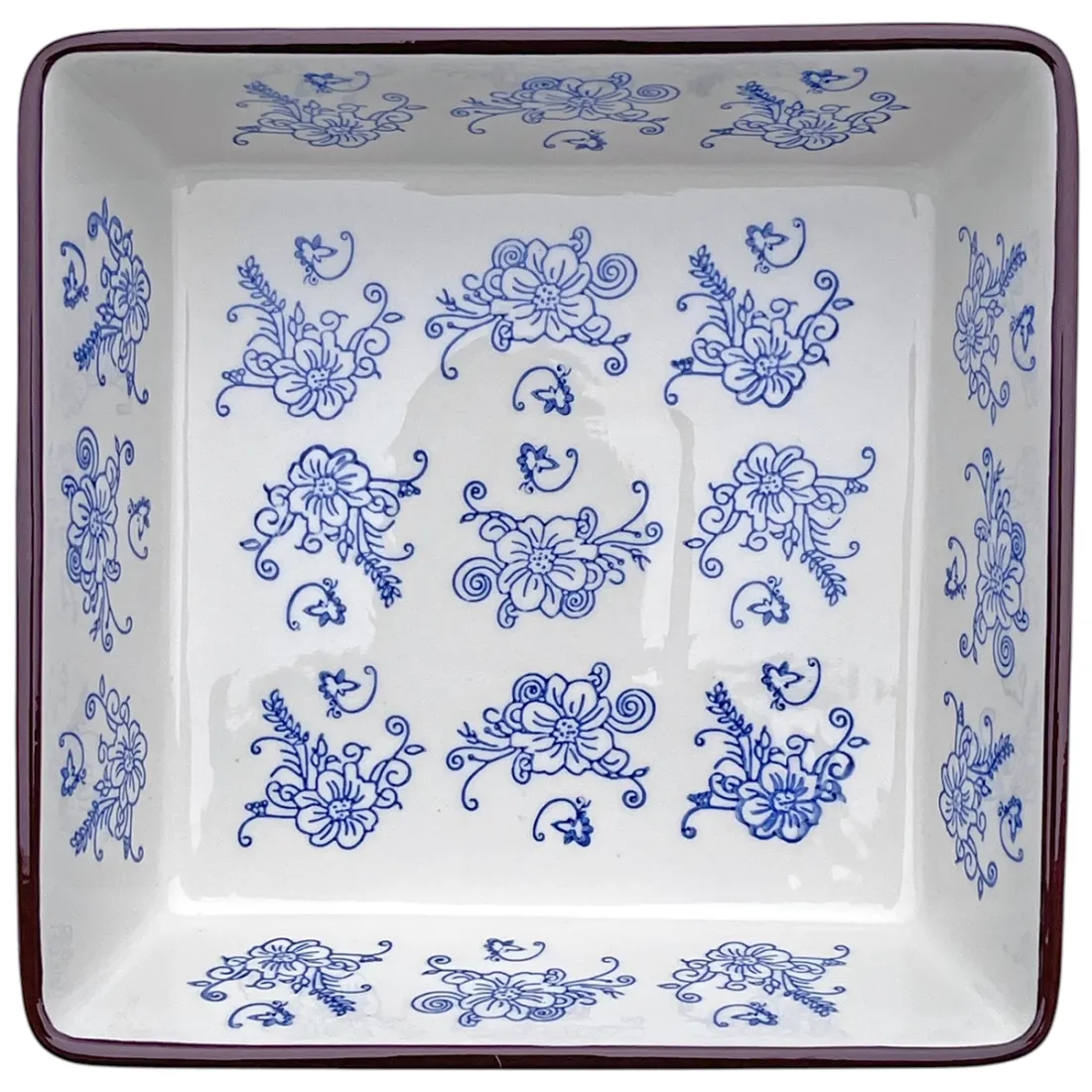 Ovenschaal Vierkant Floral Lace Blue - genot om mee te koken