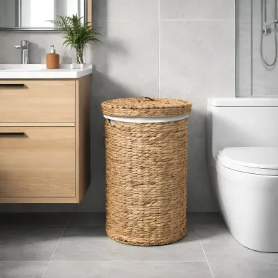 Water Hyacinth Laundry Basket White - stylish, durable & practical