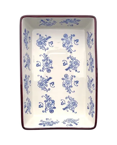 Oven Dish in Floral Lace Blue - hand-crafted kitchenware