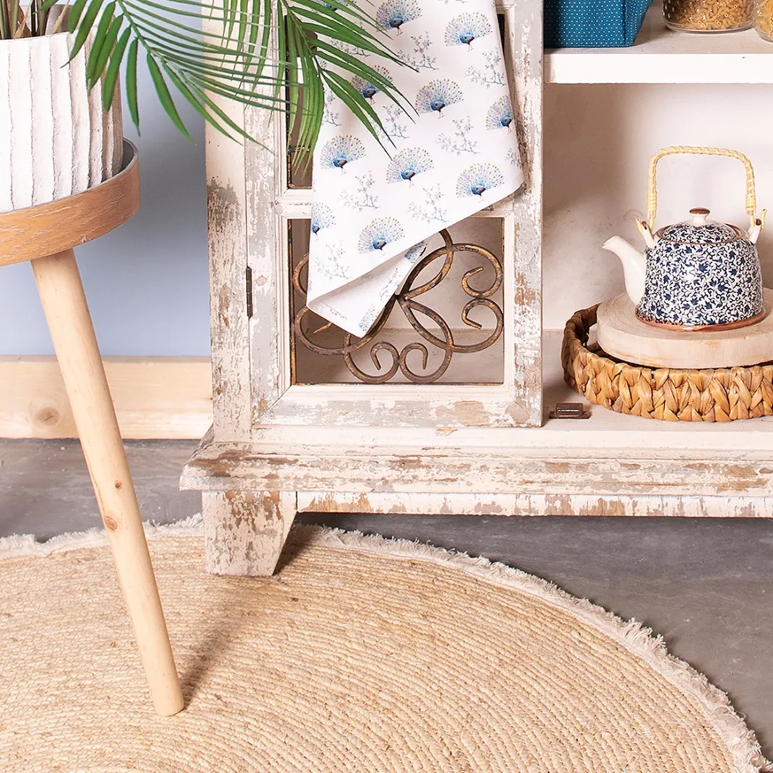Seagrass Rug with Fringe 80cm
