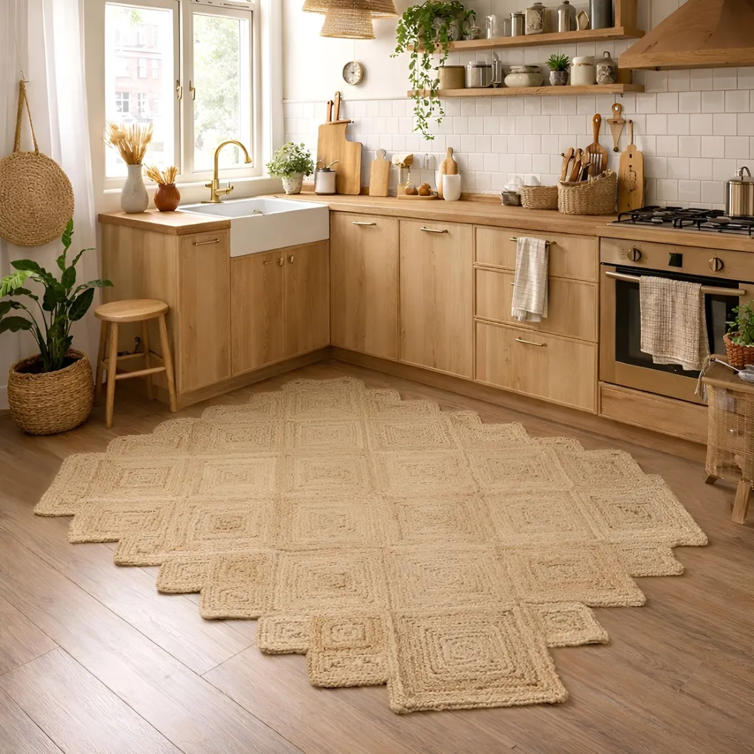 Braided Jute Rug Sevagram - a chic geometric design