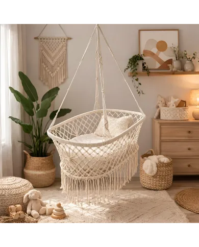 Macramé Hanging Bassinet - where style meets serenity