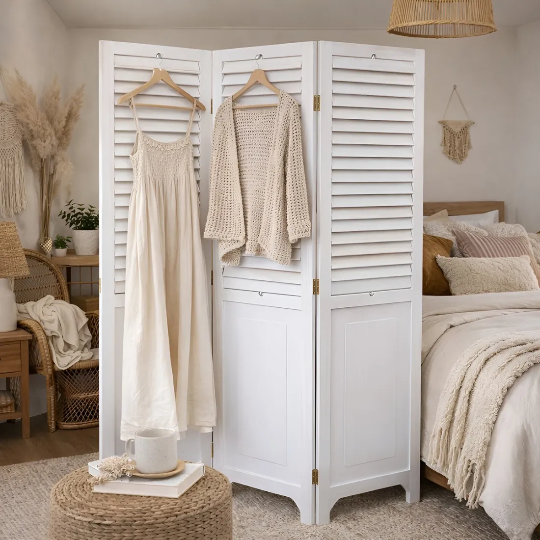 Shutter Kamerschermen Hout Whitewash - praktisch en prachtig