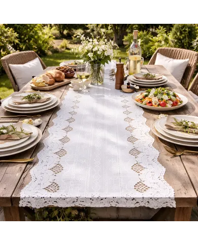 Vinyl Lace Table Runner - waterproof and easy to clean