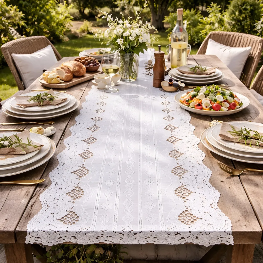 Vinyl Lace Table Runner - waterproof and easy to clean