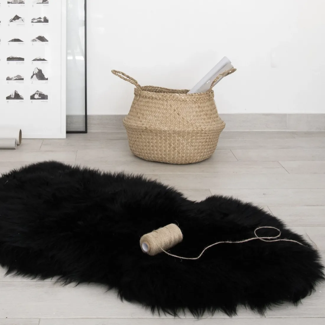 Black Faux Sheepskin Rug - animal friendly luxury