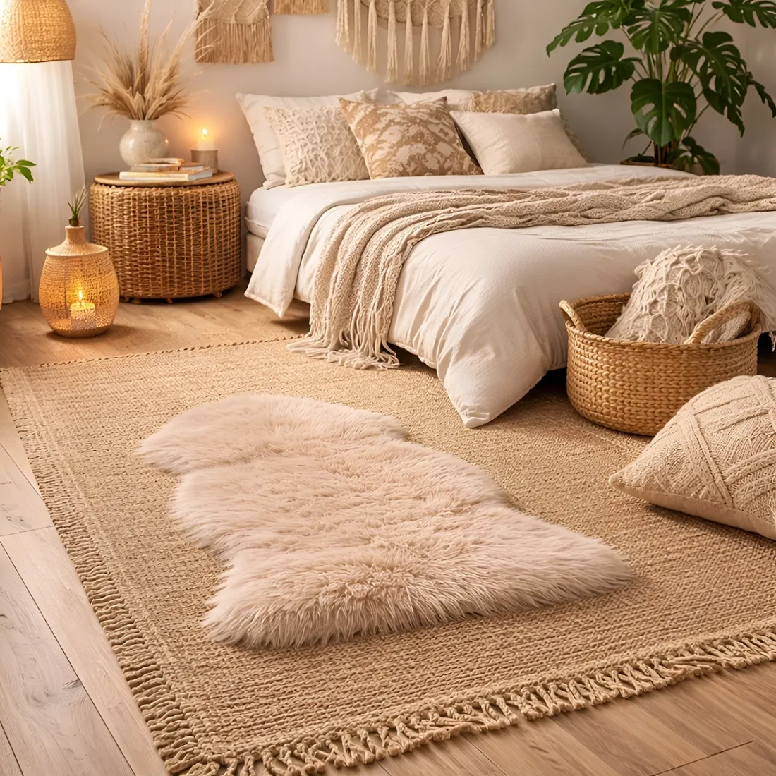 Beige Faux Sheepskin Rug - animal friendly luxury