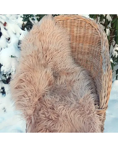 Faux Sheepskin Rug Beige XL - oversized, double pelt!