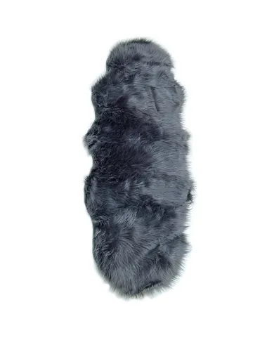 Double pelt faux sheepskin rug made of soft and luxurious grey faux fur.