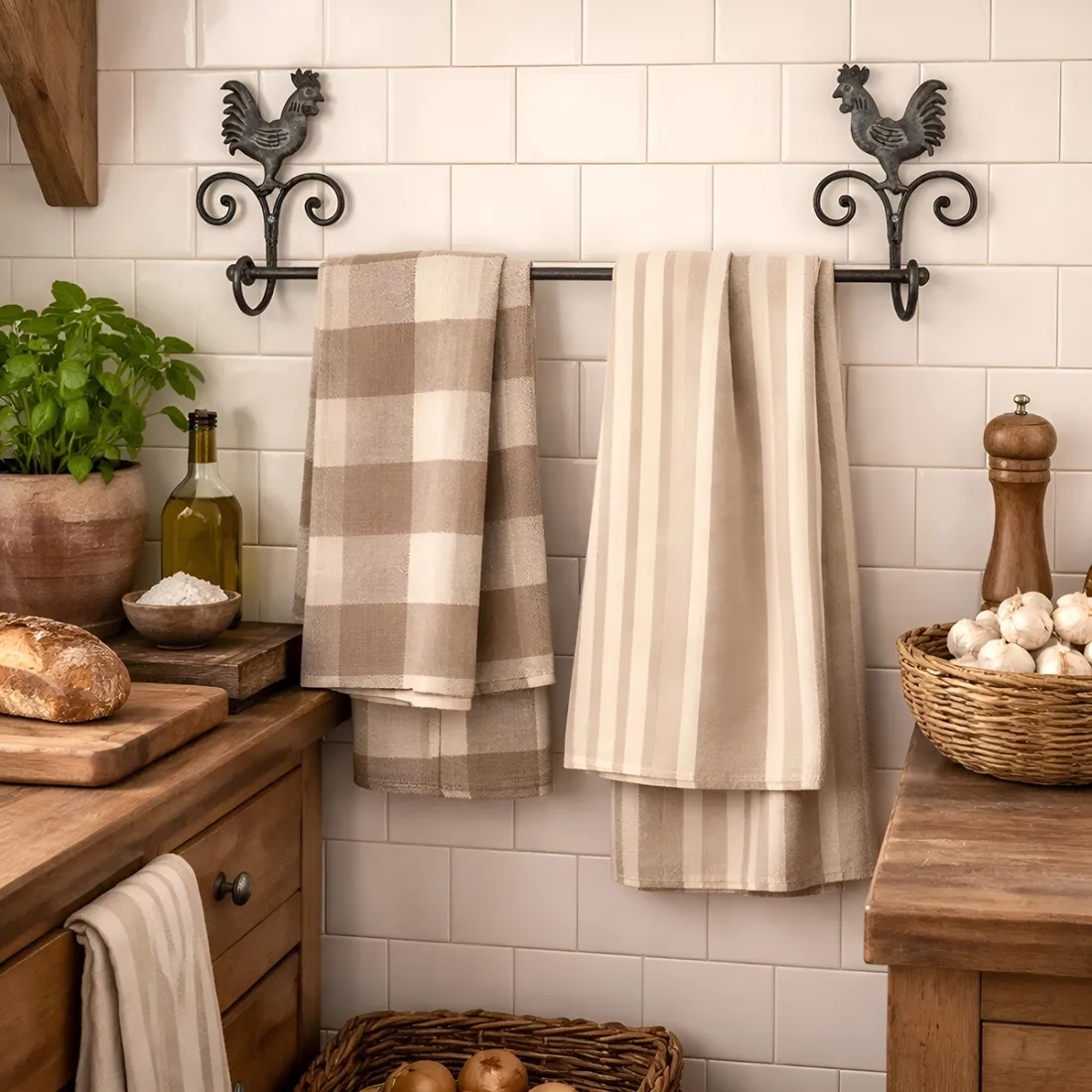 Rustic Rooster Towel Rack
