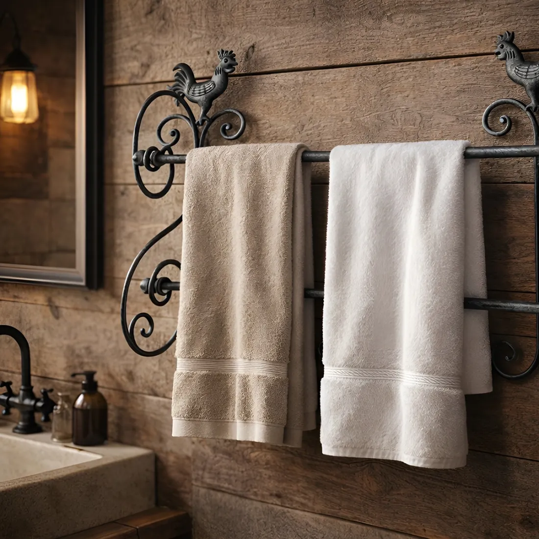 Rustic Rooster Towel Rack - a perfect blend of fun and functionality