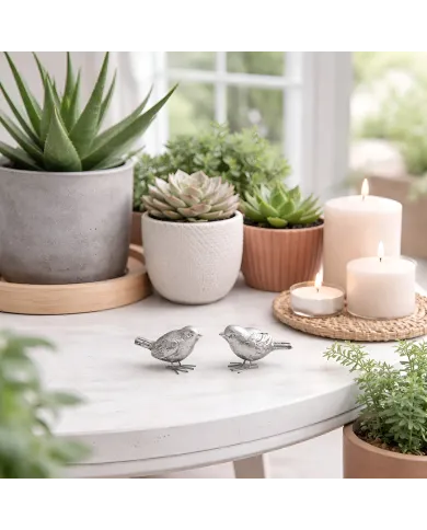 Silver Bird Ornaments