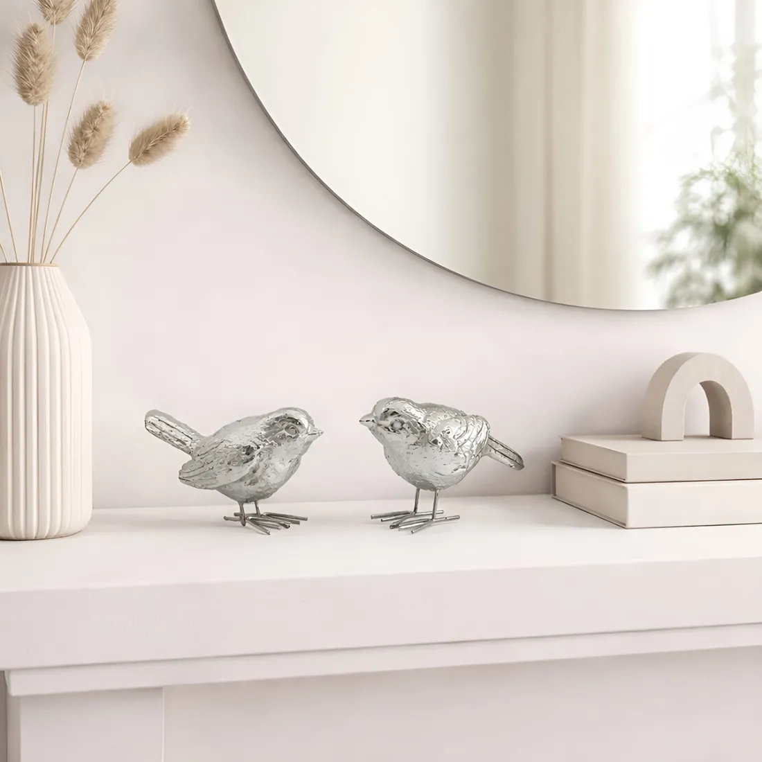 Silver Harmony Bird Ornament Set