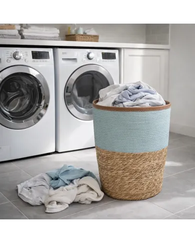 Seagrass Laundry Basket Blue - strong and sustainable