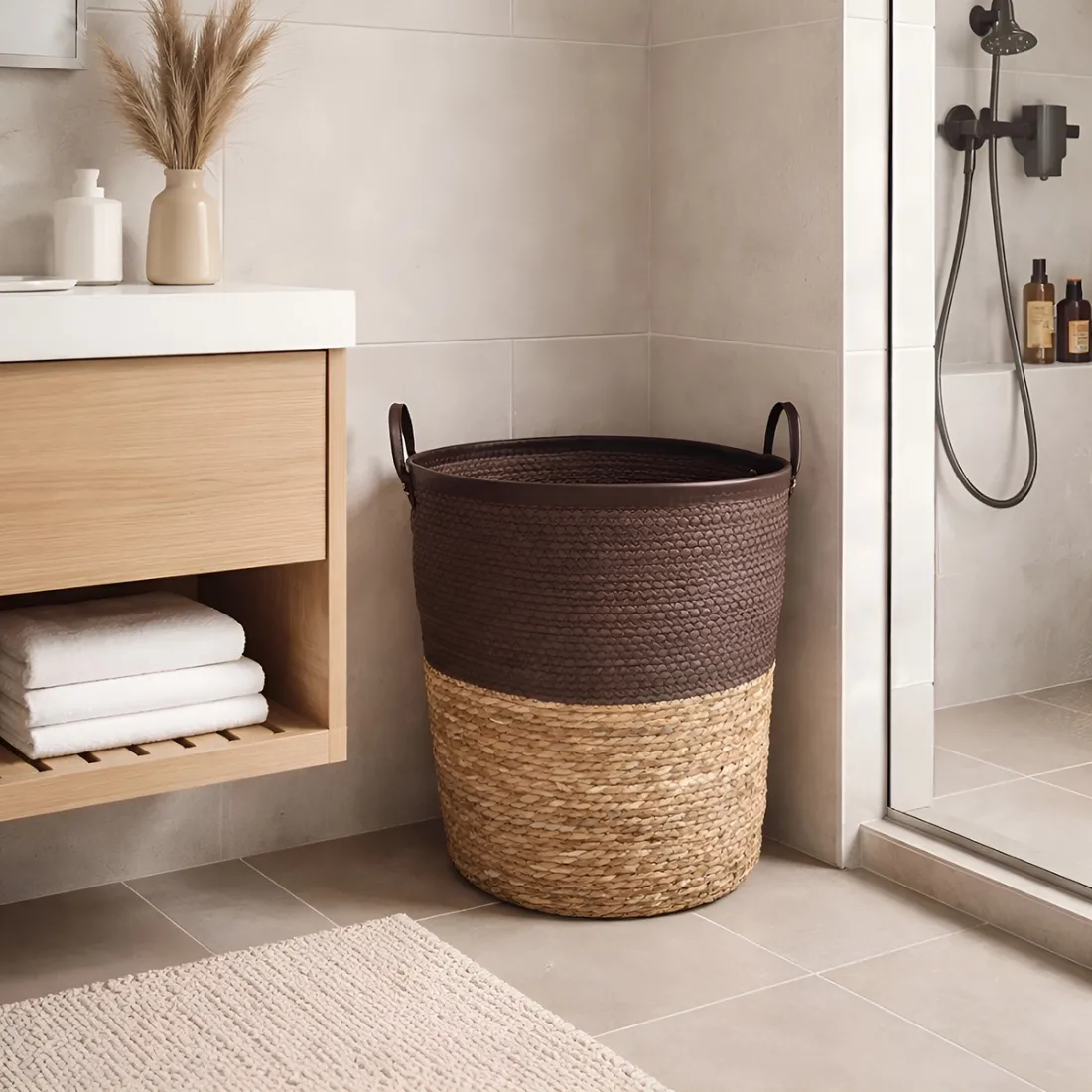 Laundry basket with handles in brown - style and practicality