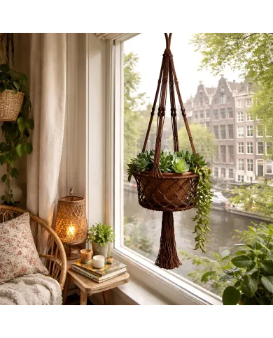 Macramé Plantenhanger Bruin
