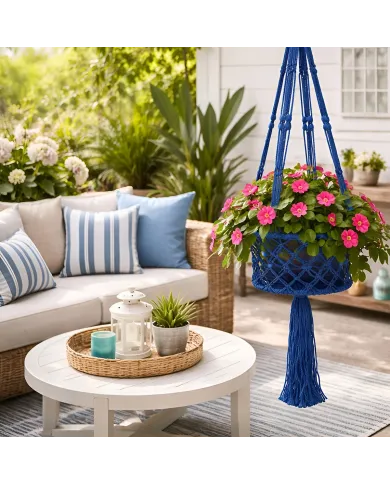 Macramé Plant Hanger Blue