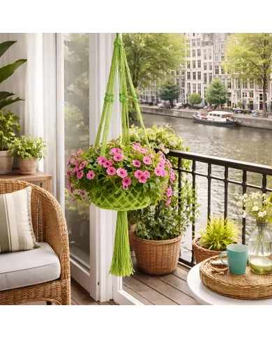 Macramé Plantenhanger Lime Groen