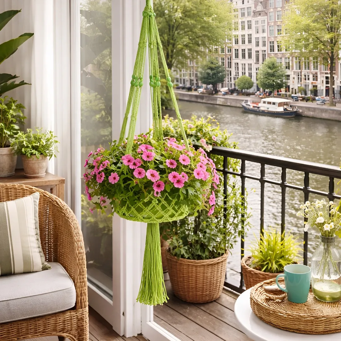 Macramé Plant Hanger Lime Green