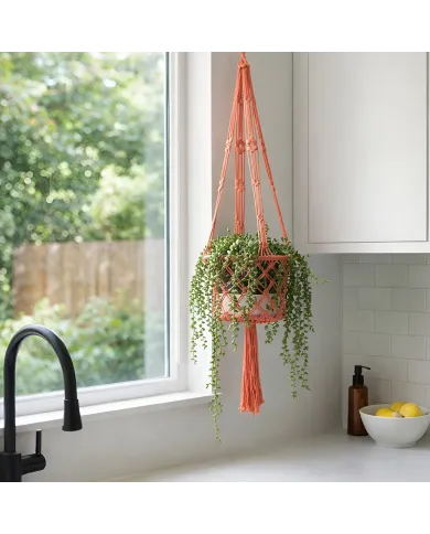 Macramé Plantenhanger Oranje