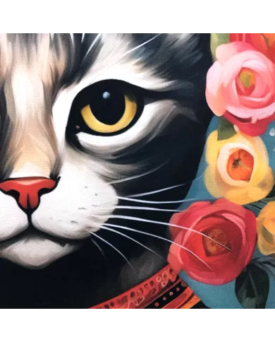 A close up of the cat blossom cushion.