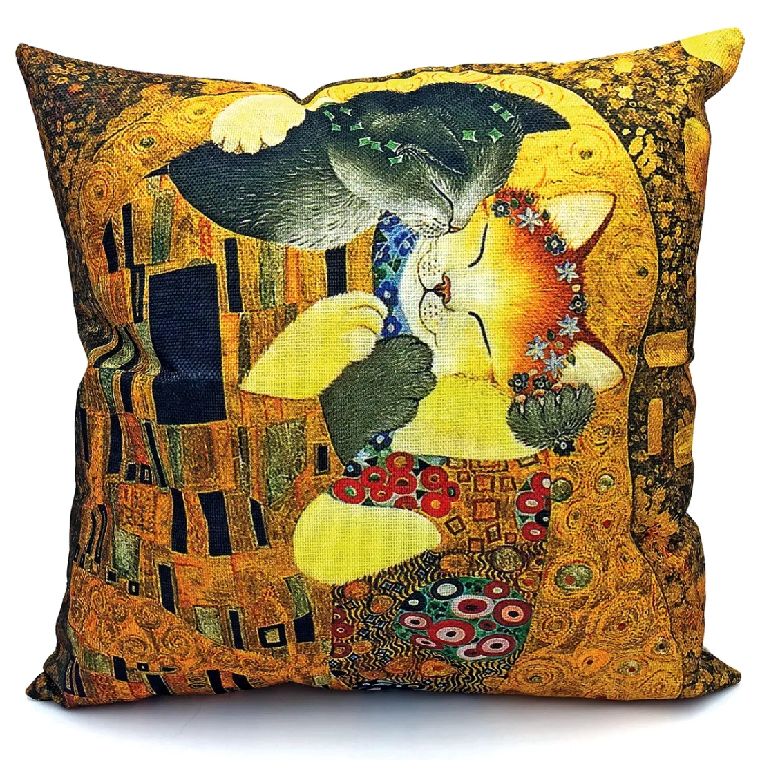 Klimt The Kiss Cat Cushion Cover