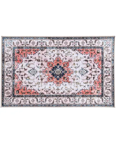 Traditional Persian doormat with intricate floral patterns and a central star medallion.