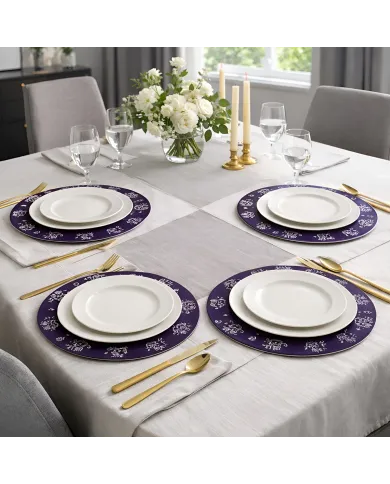 Charger Plate in Floral Lace Blue - add a touch of class