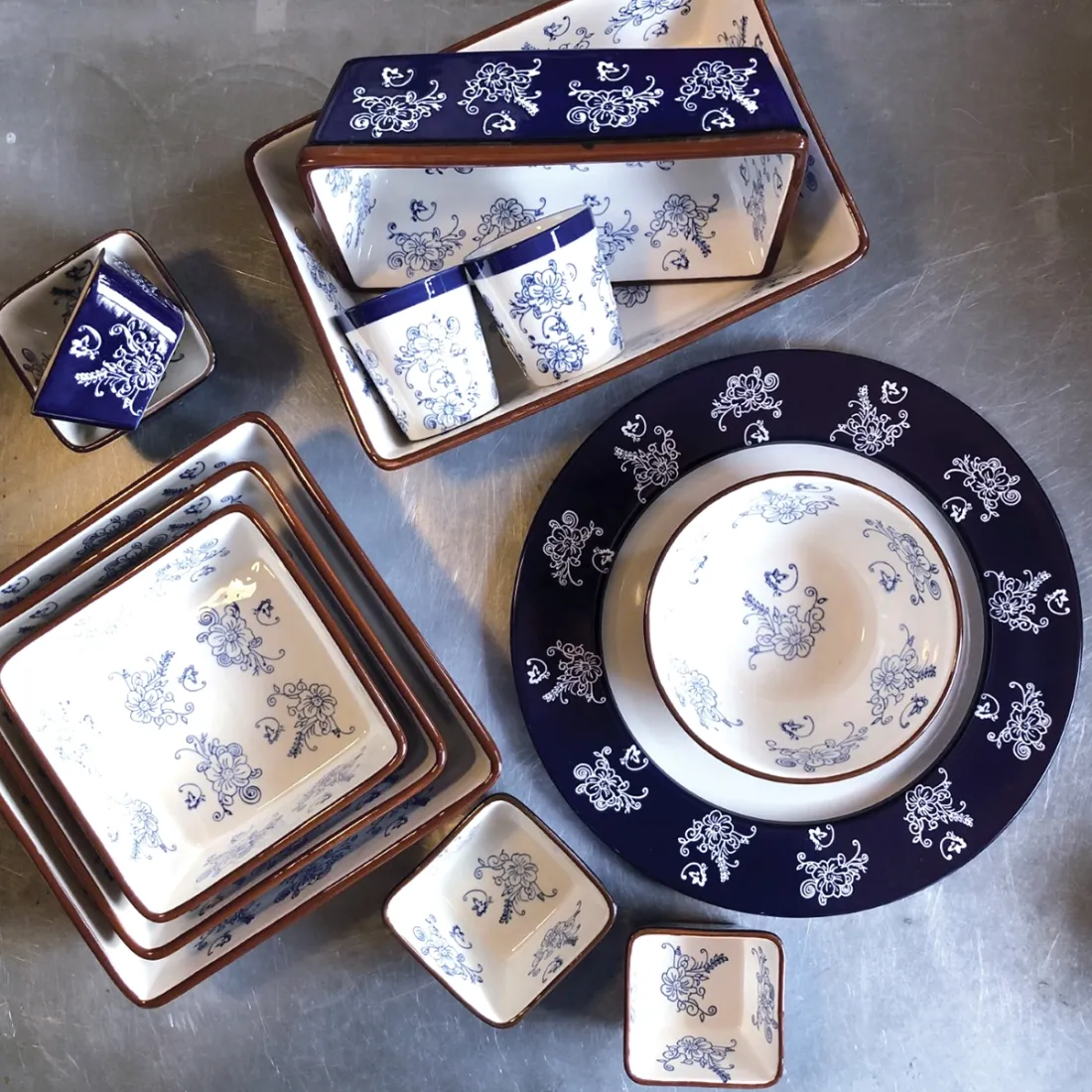 Charger Plate in Floral Lace Blue - add a touch of class