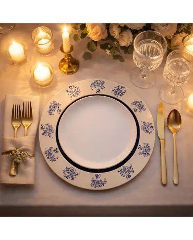Charger Plate in Floral Lace Blue