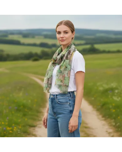 Cat Print Chiffon Scarf – lightweight & stylish accessory