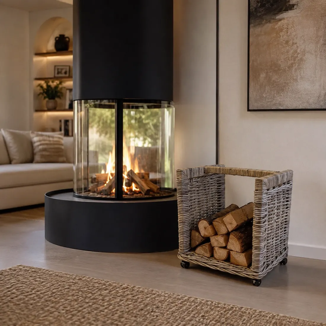Kubu Log Basket on Wheels