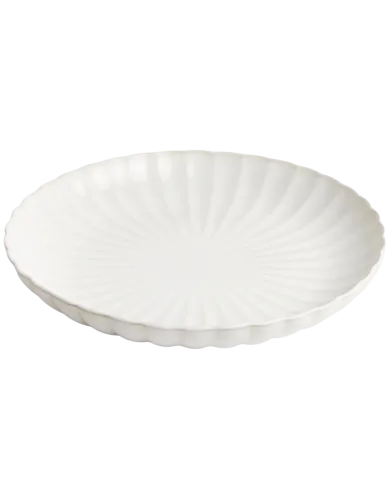Witte dinerborden met een subtiel geribbeld reliëf en een geschulpte rand.