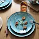 Stoneware Dinner Plate Set in Turquoise - each piece is one of a kind!