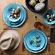 Stoneware Side Plate Set in Green - a real eye-catcher!