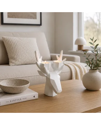 Nordic Geometric Deer Head Tealight Holder