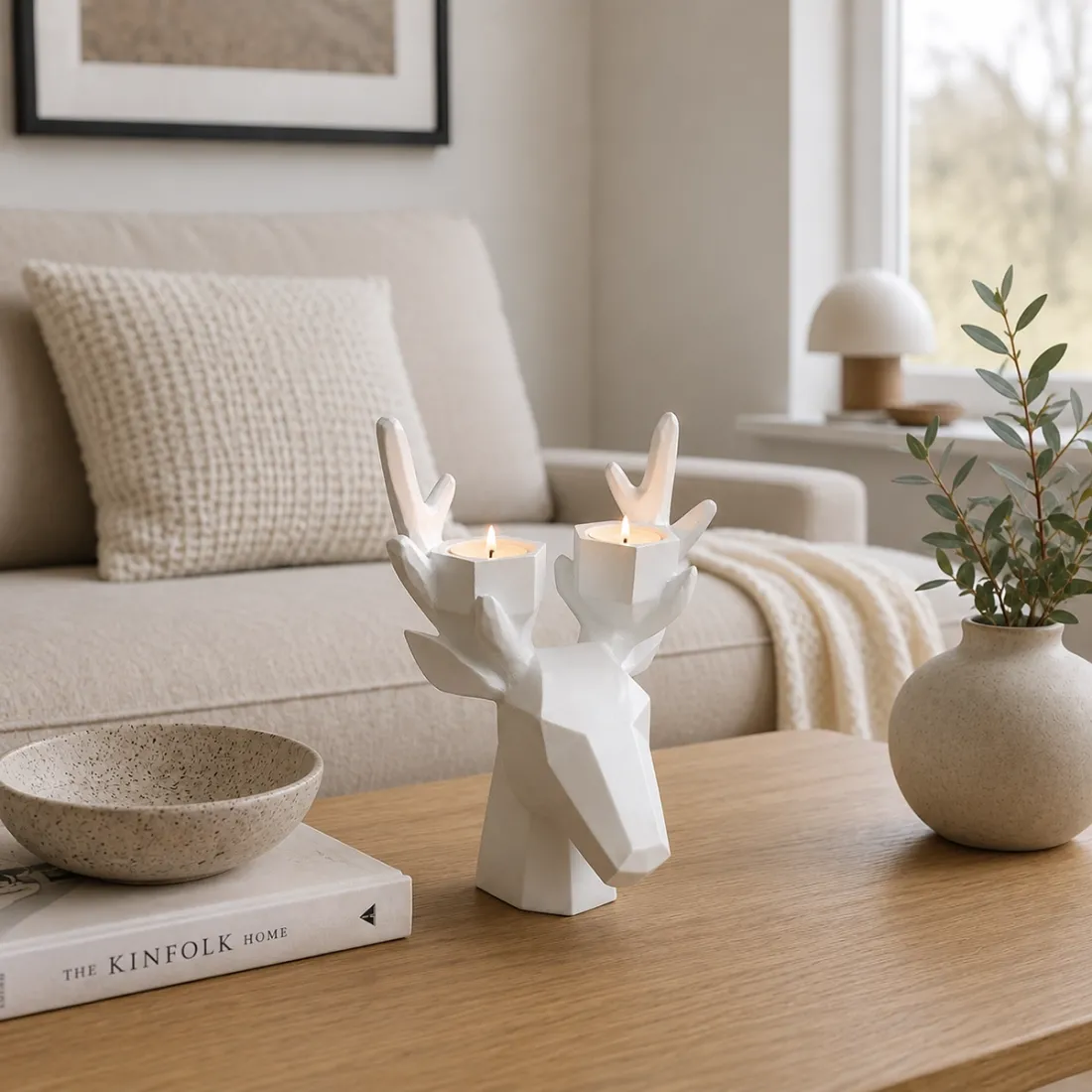 Nordic Geometric Deer Head Theelichthouder