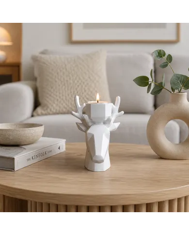 Nordic Geometric Deer Head Tealight Holder