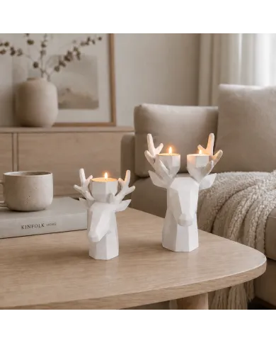 Nordic Geometric Deer Head Tealight Holder