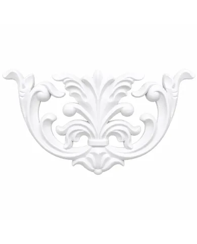 Sierlijke witte decoratieve meubel ornamenten met gedetailleerde bloem- en rolmotieven.