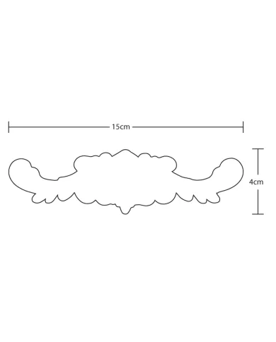 Illustratie van decoratieve witte ornamenten met gedetailleerde afmetingen.