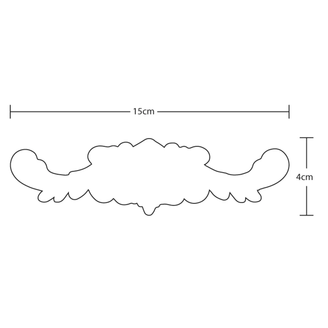 Illustratie van decoratieve witte ornamenten met gedetailleerde afmetingen.