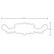 Illustration of a decorative furniture applique, detailing its measurements.