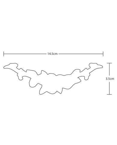 Illustration of a decorative furniture applique, detailing its measurements.