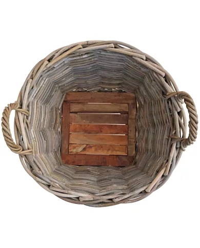 Round Rattan Basket on Wheels - Add a touch of rustic charm