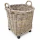 Round Rattan Basket on Wheels - Add a touch of rustic charm